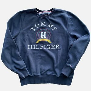 Tommy Hilfiger Vintage Style Navy Blue Sweatshirt Crewneck Casual Women's Sz S